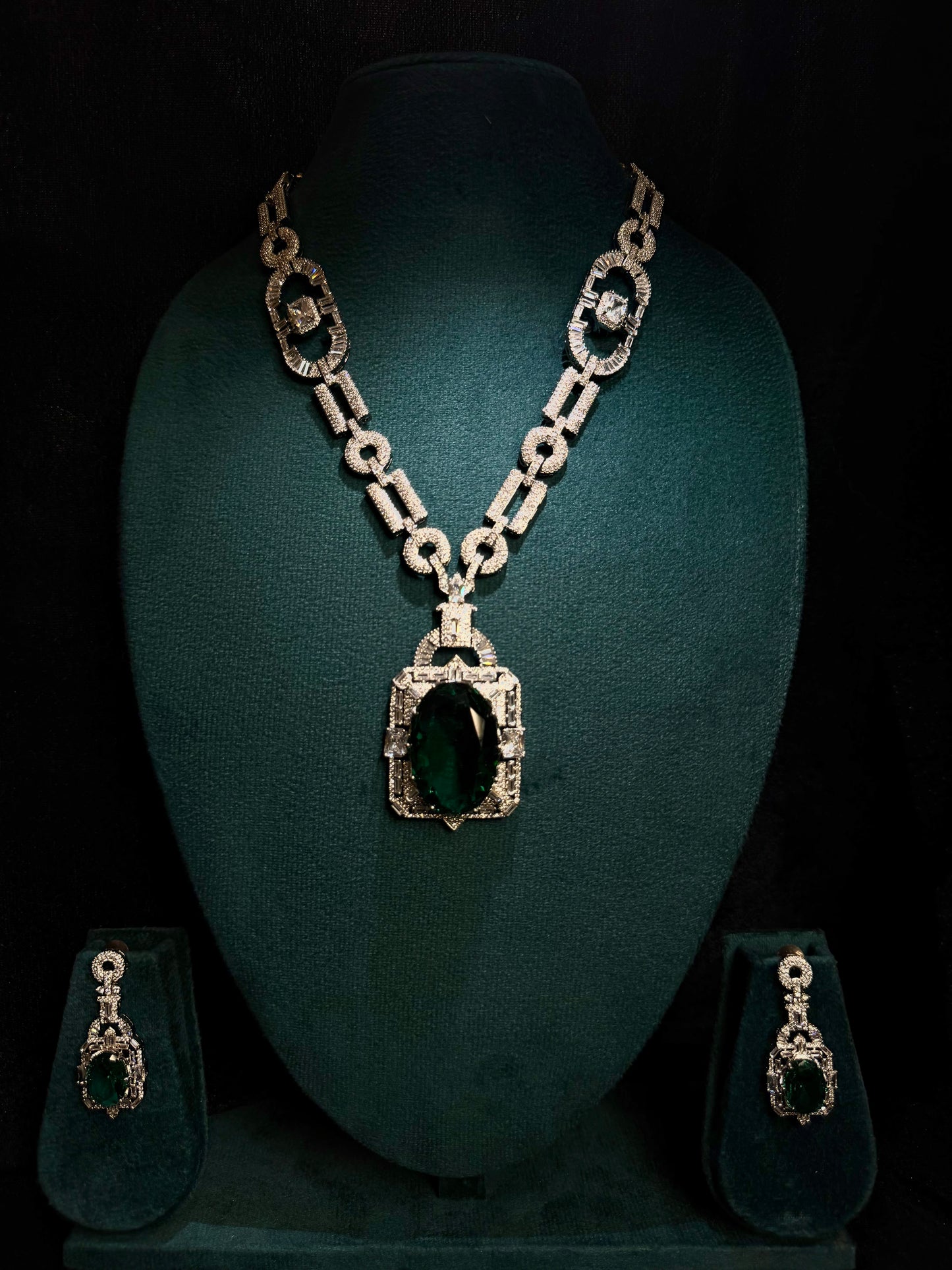 majestic emerald & diamond-cut statement set