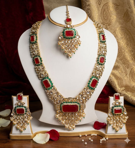 Regal Ruby Kundan Bridal Set