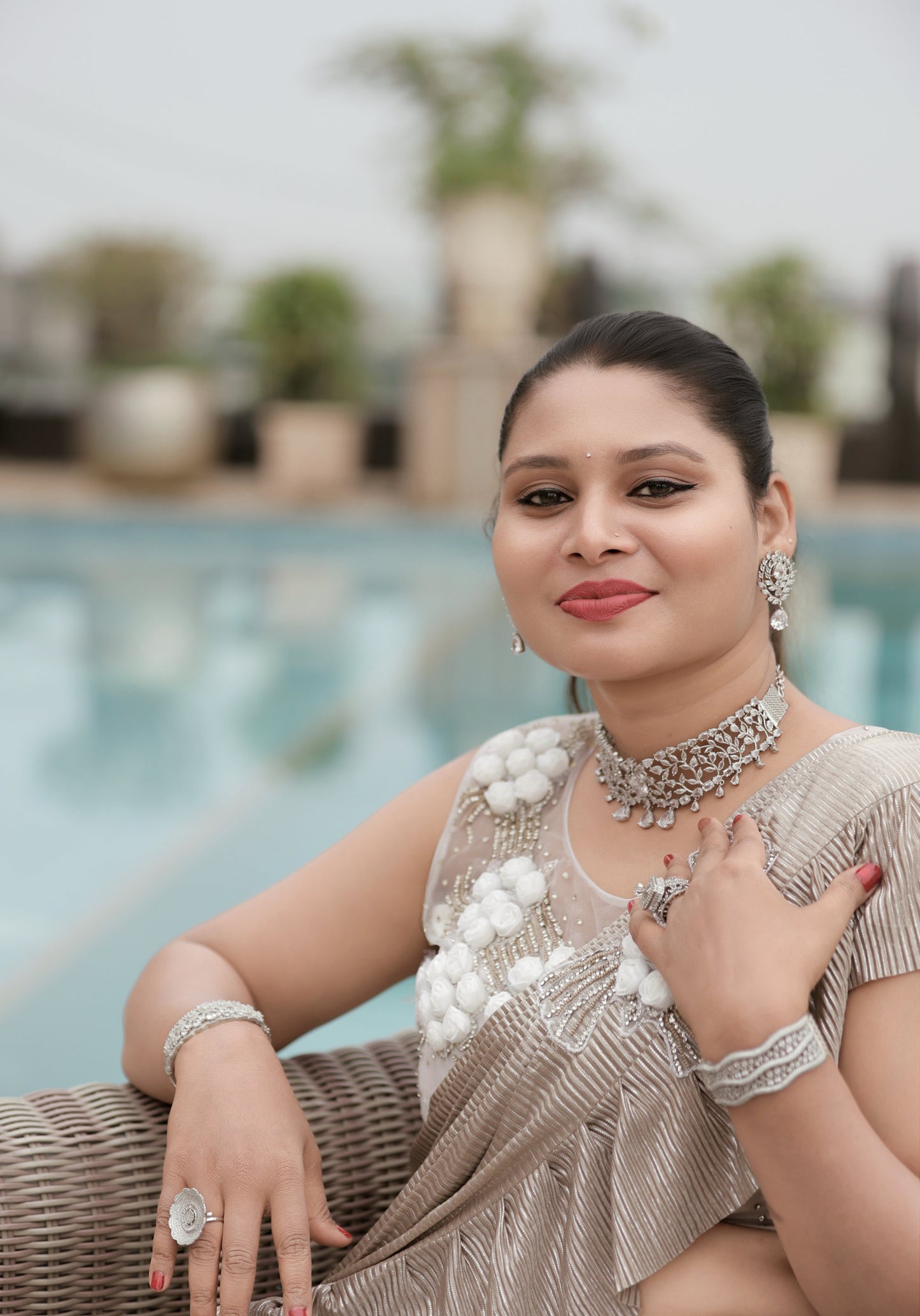 floral motif diamond choker necklace - inspired by radhika merchant