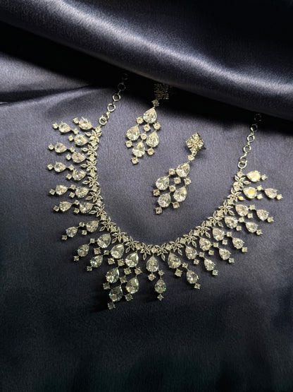 Ethereal Teardrop Crystal Necklace Set