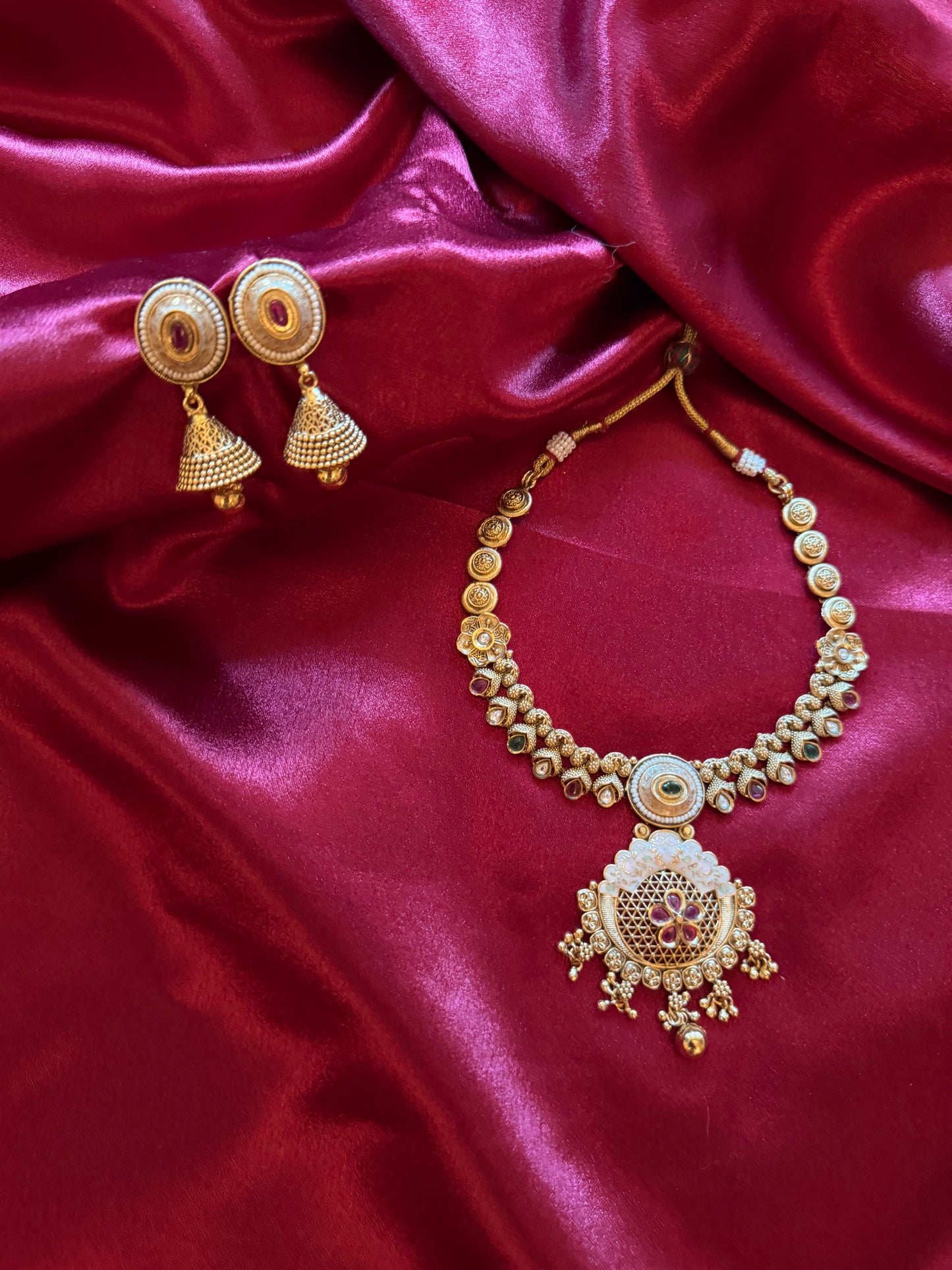royal kundan & meenakari antique finish necklace set