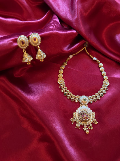 Royal Kundan & Meenakari Antique Finish Necklace Set