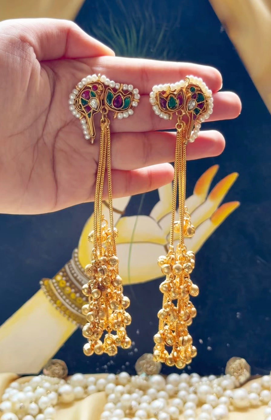 royal lotus tassel earrings
