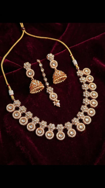 CHANDRAKALA DIAMOND-LOOK KUNDAN NECKLACE SET