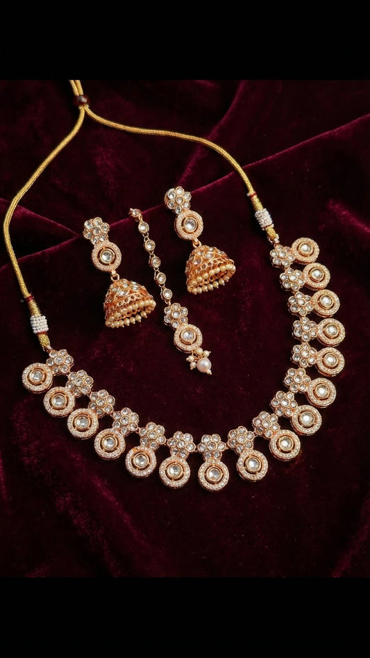 CHANDRAKALA DIAMOND-LOOK KUNDAN NECKLACE SET