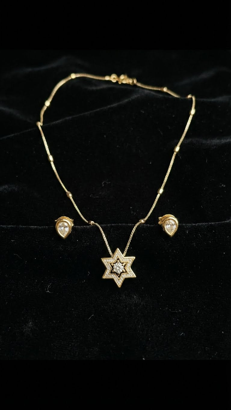 gold star pendant necklace set