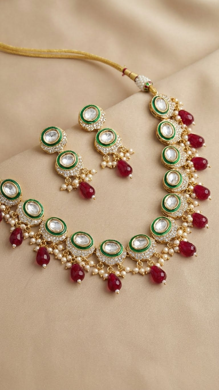 ruby emerald heirloom necklace set