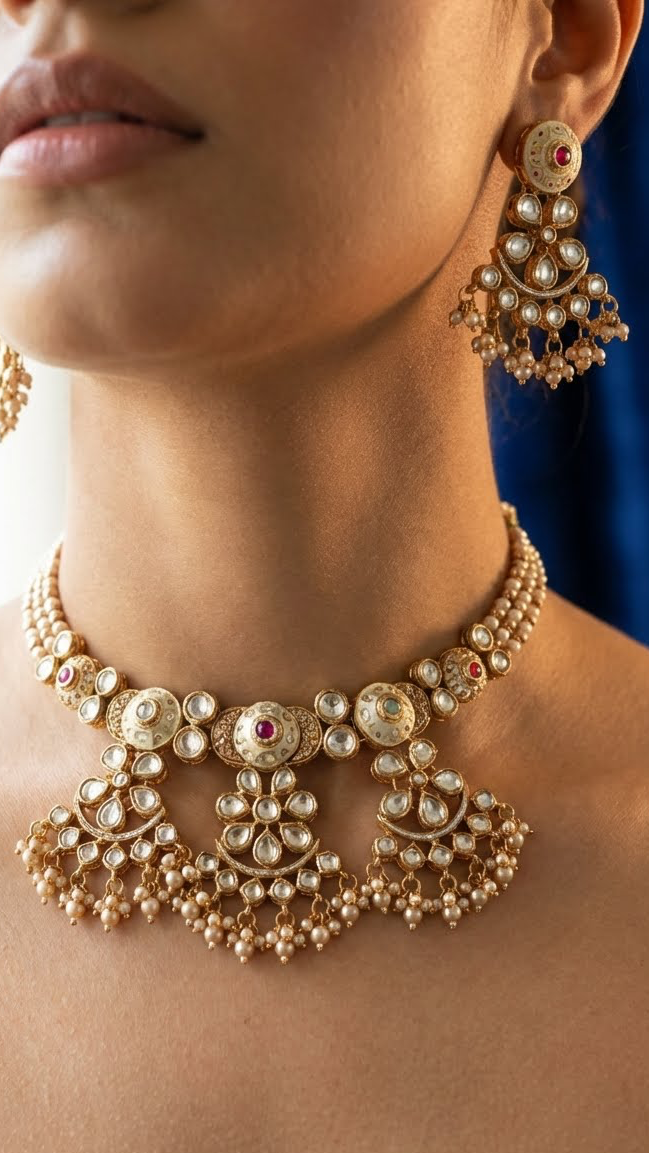 zarina noor kundan statement necklace set