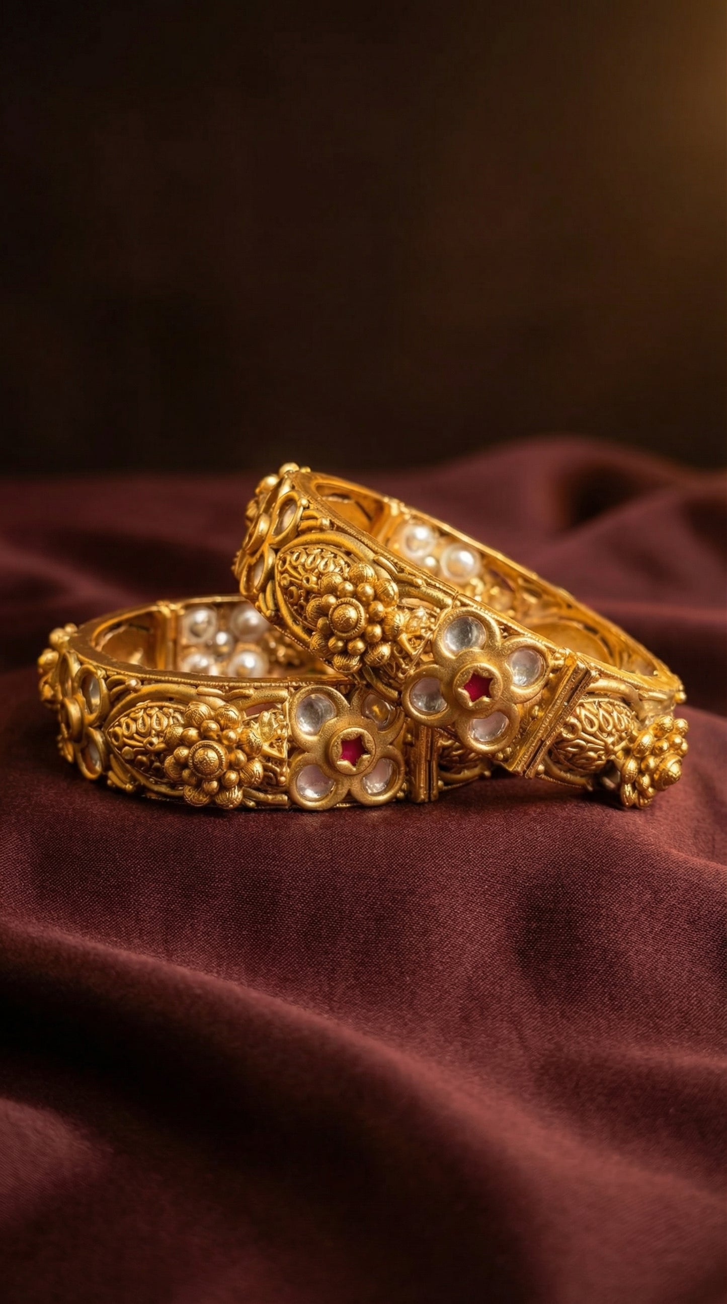 rajwada floral navratna statement bangles