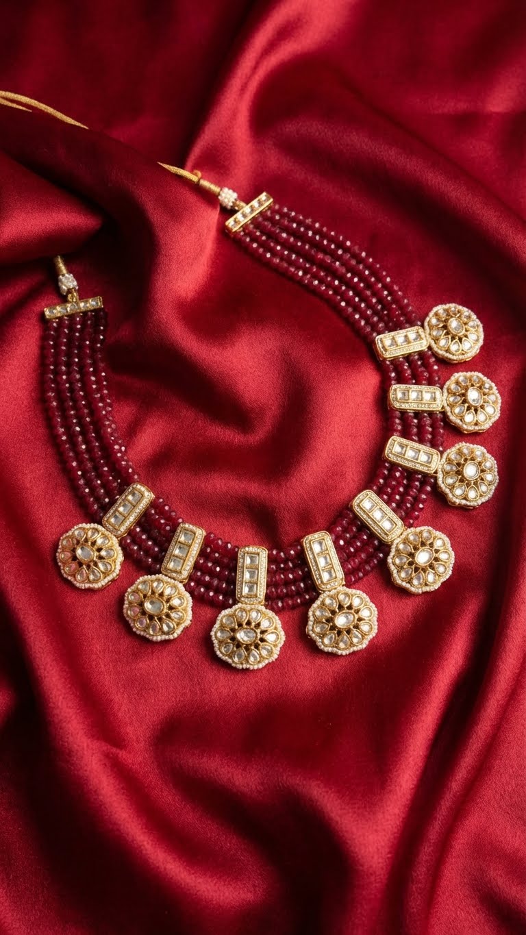 crimson royale kundan choker set