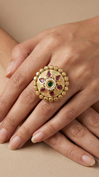 Empress Meenakari & Kundan Heritage Statement Ring