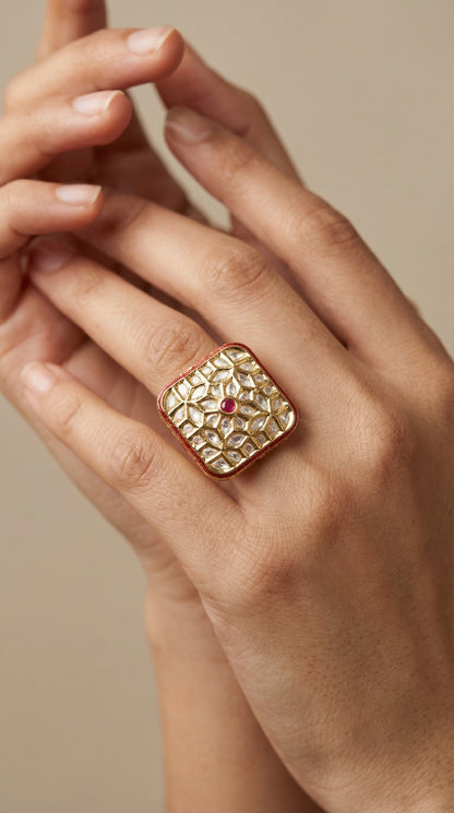 Imperial Heritage Square Kundan Ring
