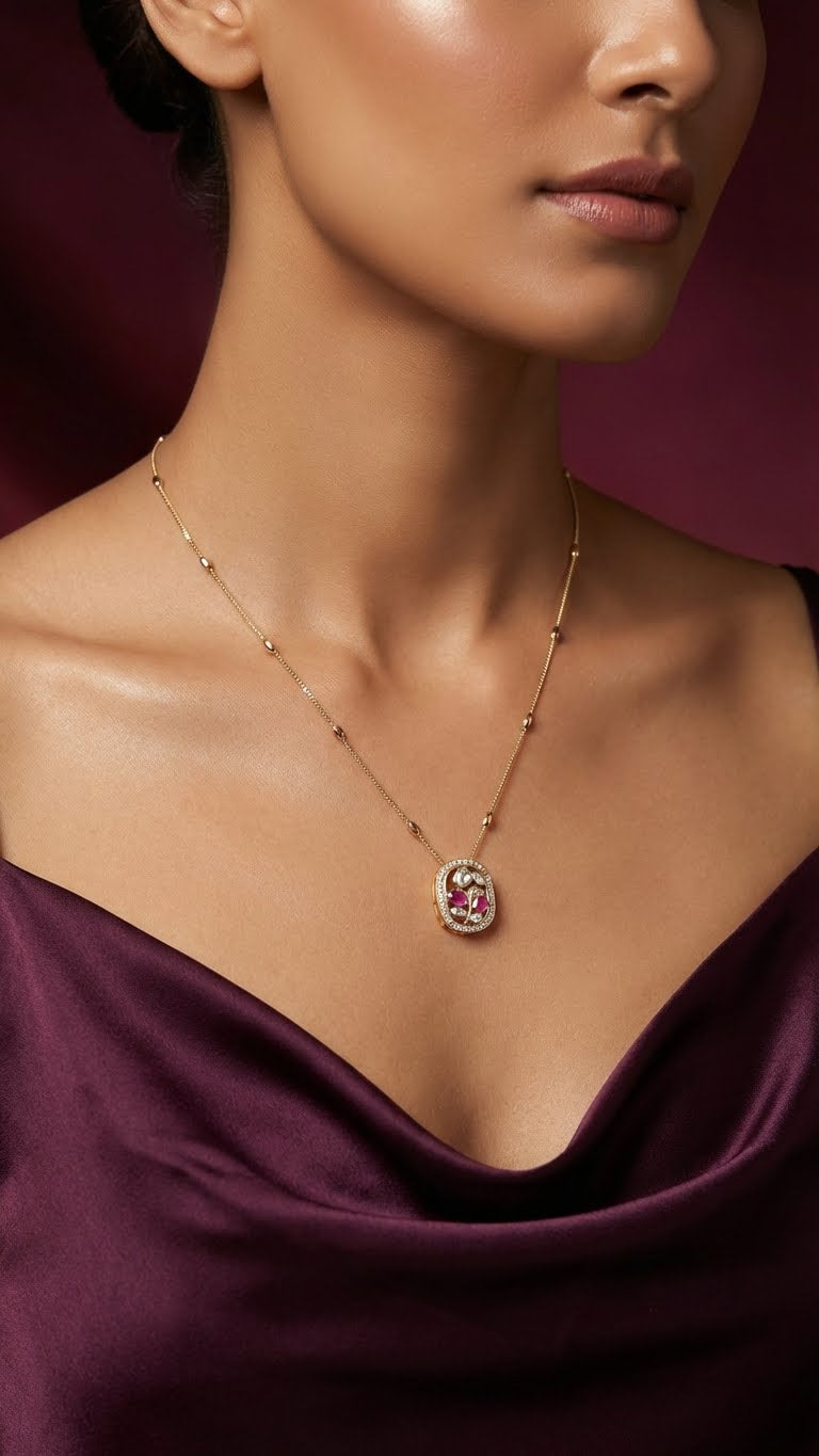 rectangular kundan pendant necklace set