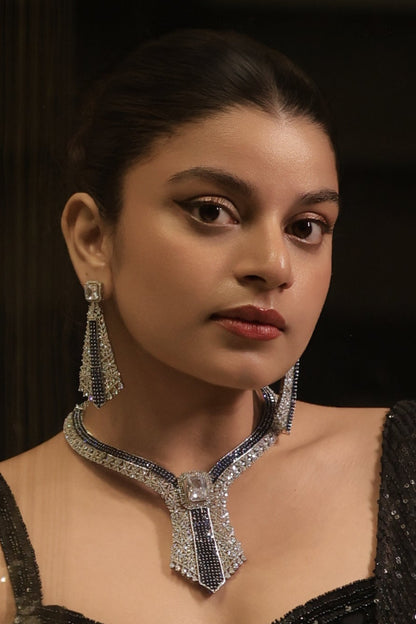 Luxe  Blue Sapphire & Diamond Necklace Set