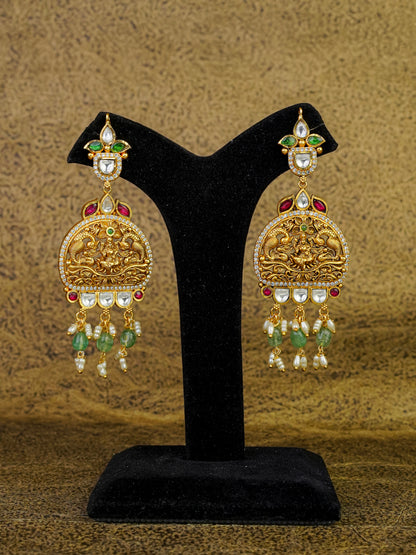 Devi Gajalakshmi Emerald-Bead Temple Set