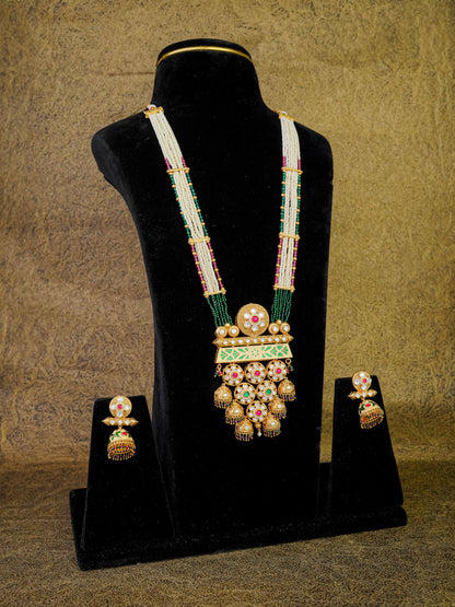 Pankaja Emerald & Pearl Heritage Necklace Set