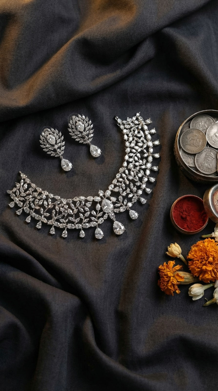 floral motif diamond choker necklace - inspired by radhika merchant