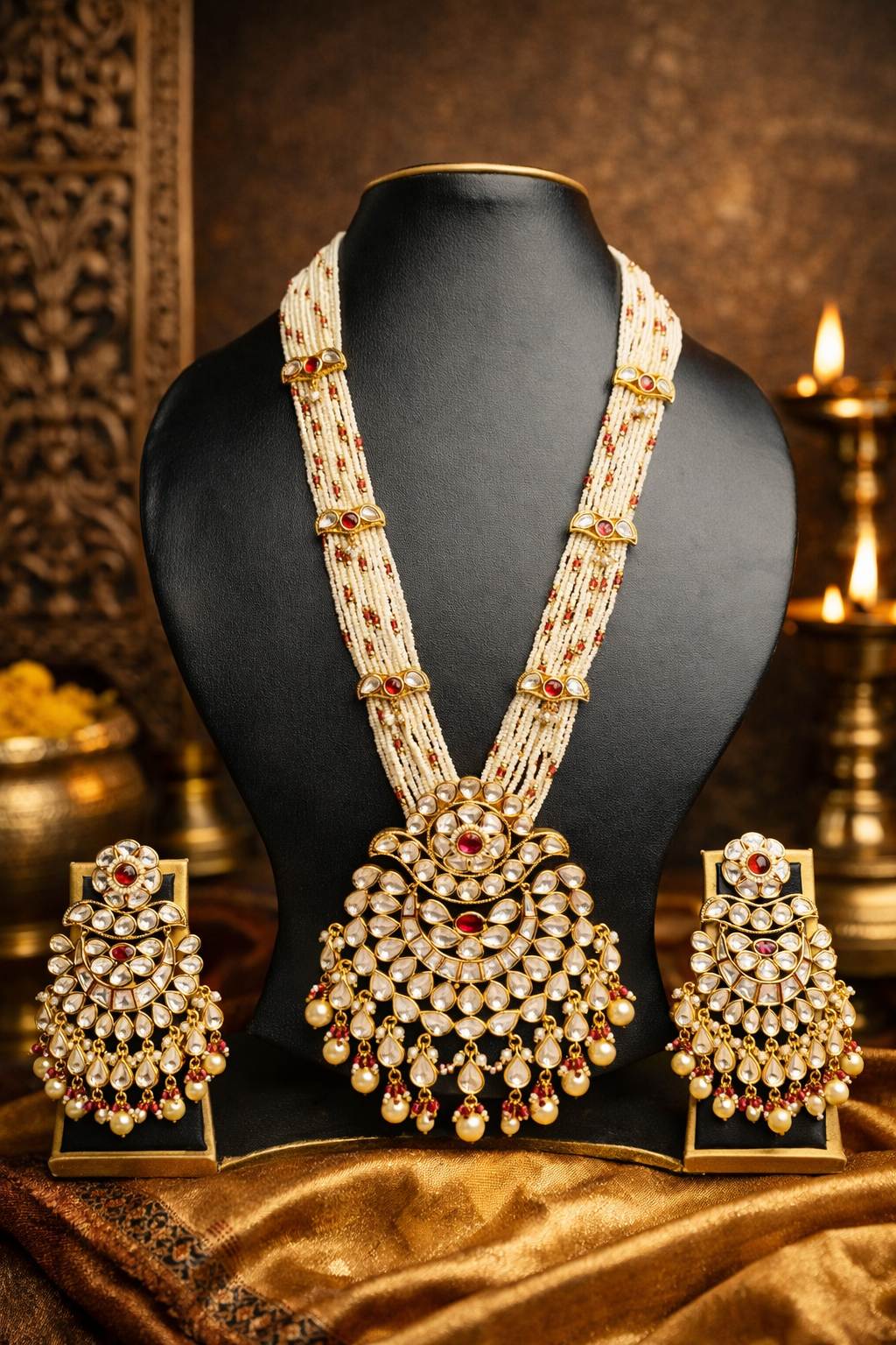 ratnamala pearl & polki heritage long-set