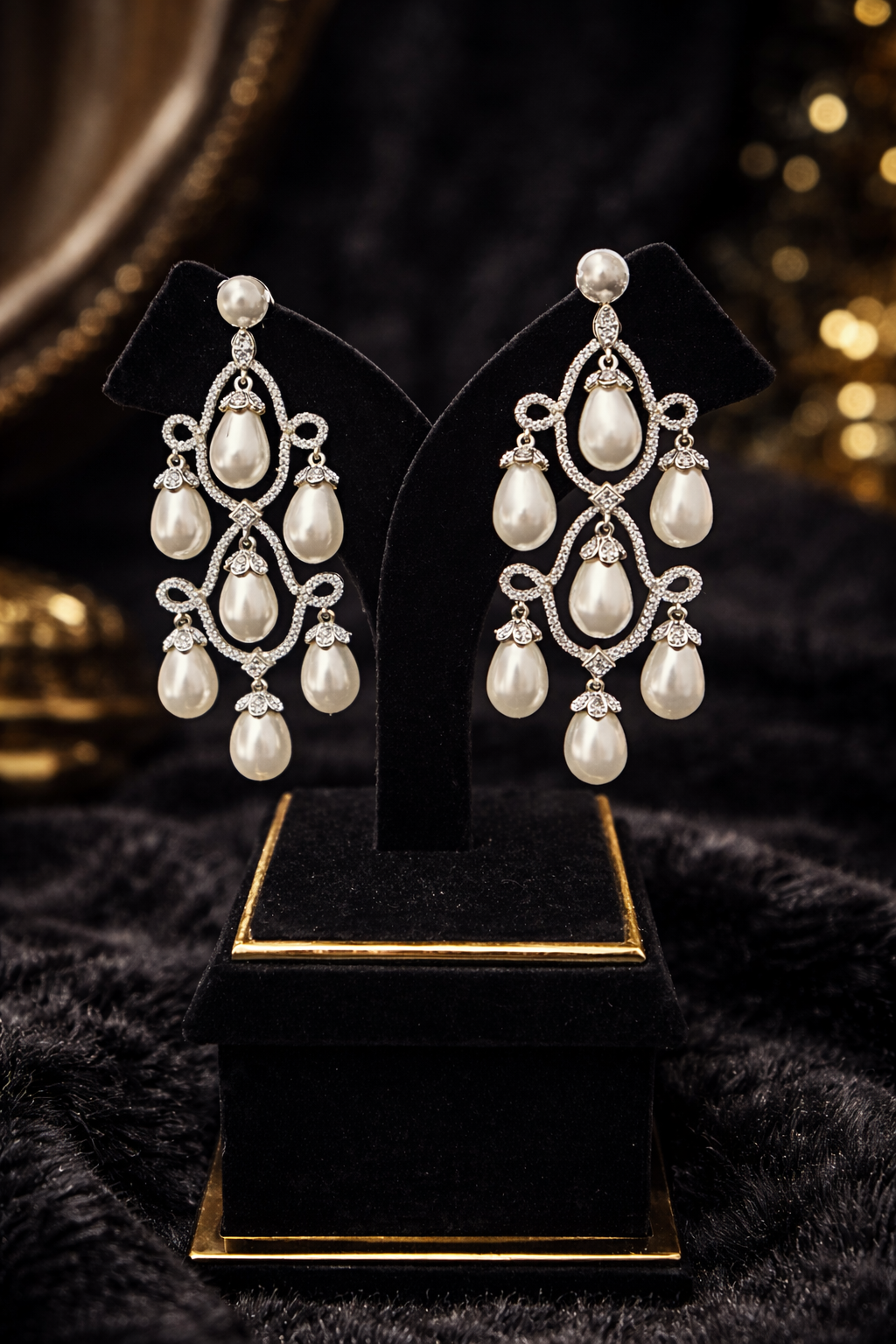 elara pearl royale cascade earrings