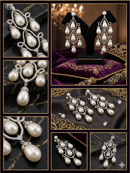 Elara Pearl Royale Cascade Earrings