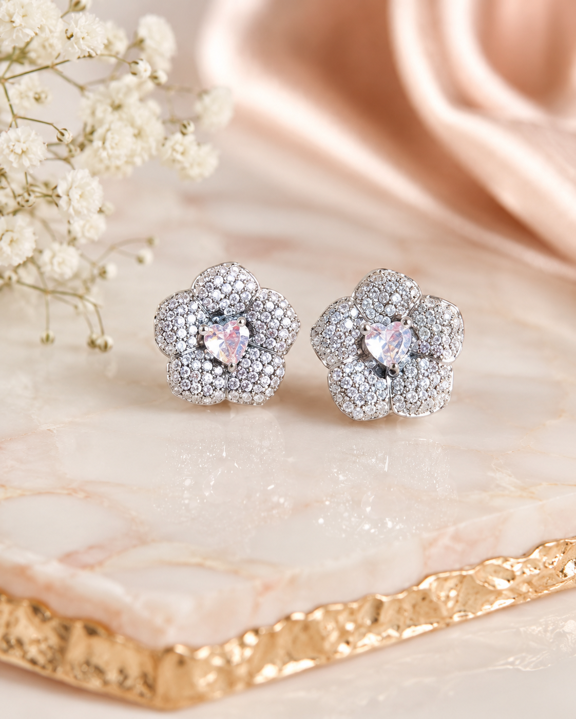the floral heart earrings collection
