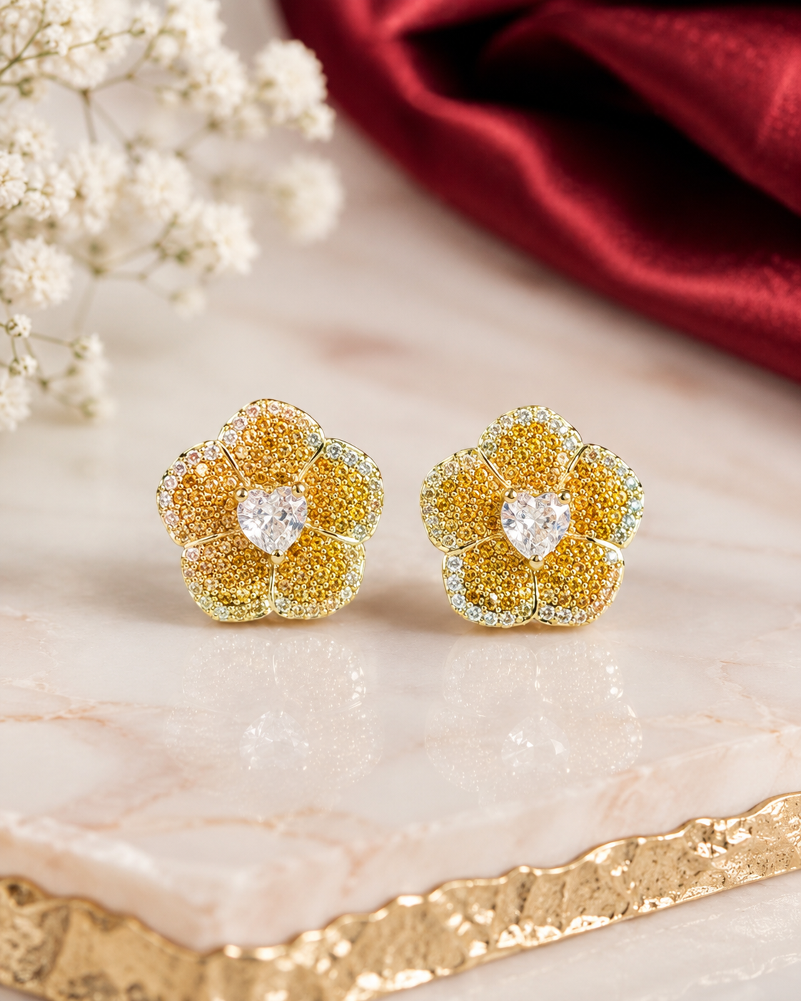 the floral heart earrings collection