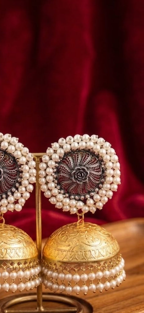 royal kashmiri pearl jhumka earrings