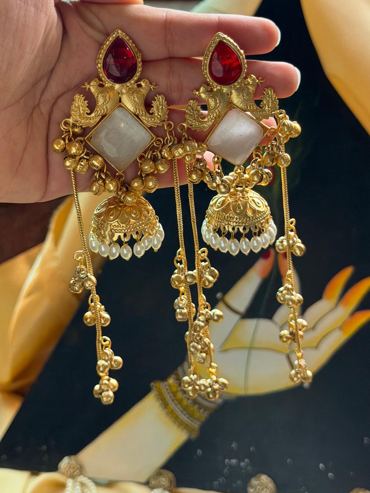 royal peacock chandrika jhumkas