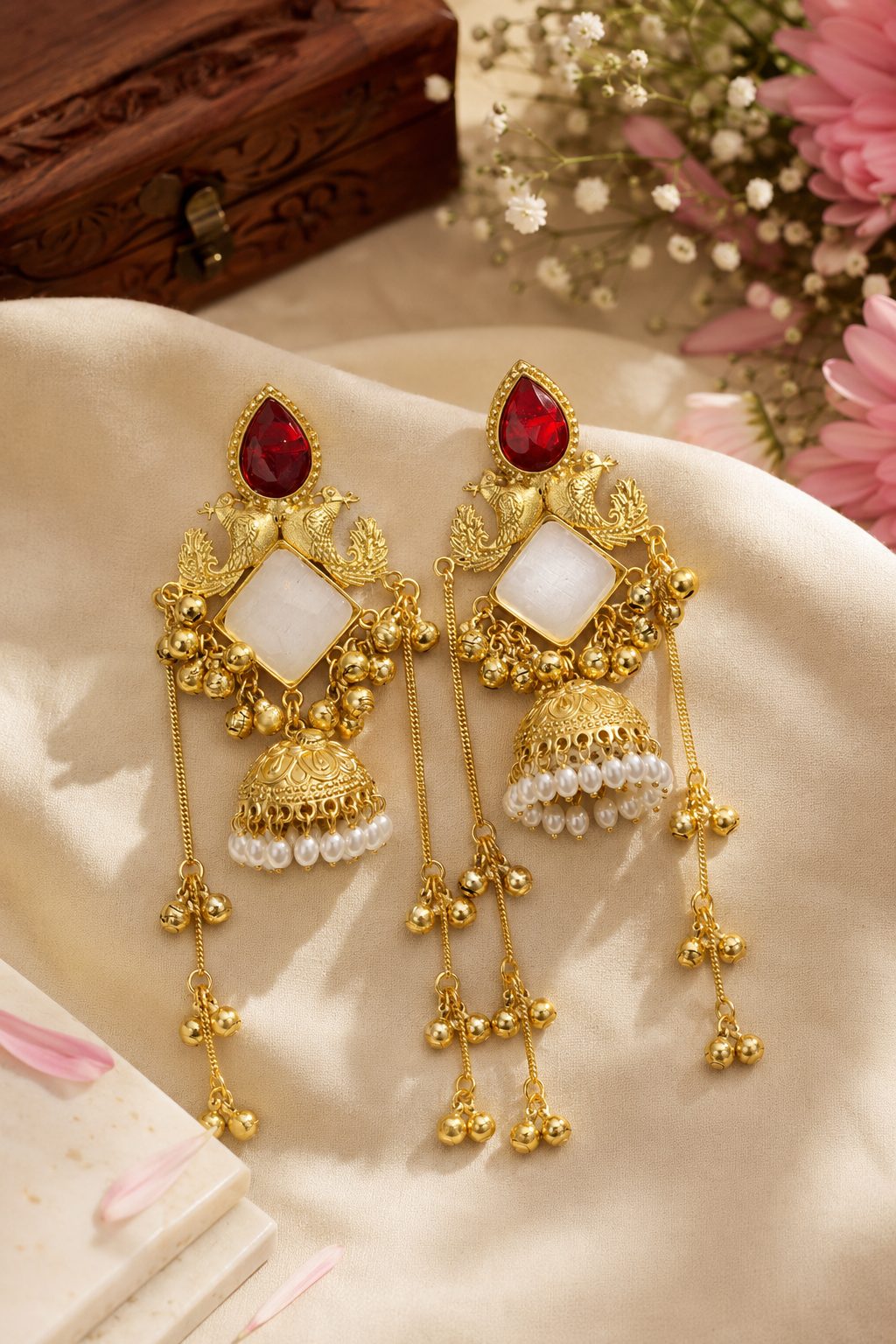 royal peacock chandrika jhumkas