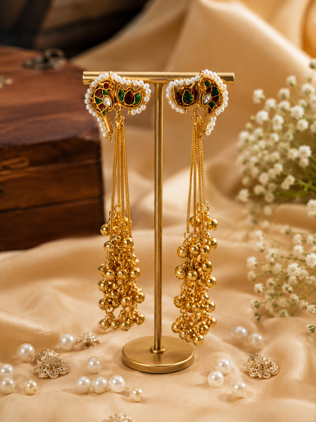 royal lotus tassel earrings