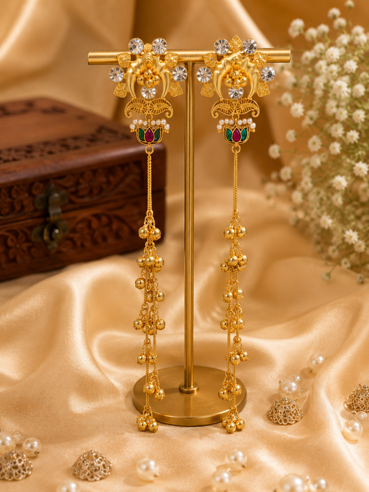 Sunehri Lotus Drop Earrings
