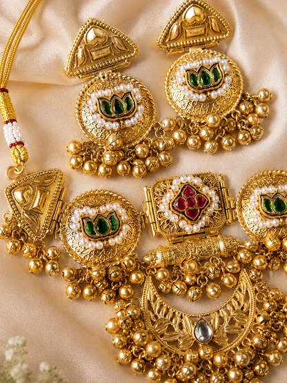 Royal Kashmiri Lotus Ghungroo Choker Set