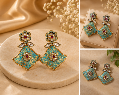 Royal Turquoise Floral Heritage Earrings