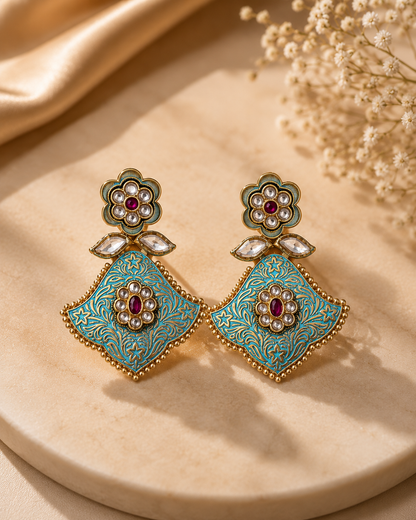 Royal Turquoise Floral Heritage Earrings