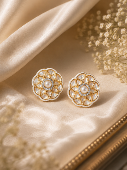 Royal Floral Kundan Stud Earrings