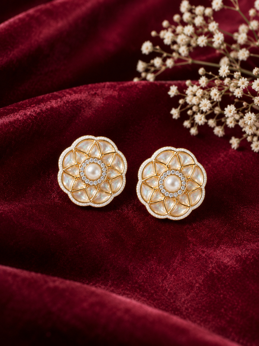Royal Floral Kundan Stud Earrings