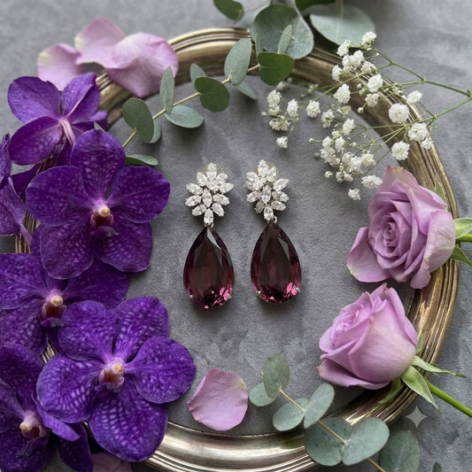 Amethyst Bloom Crystal Drop Earrings