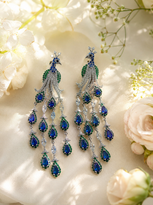 Royal peacock cascade Earrings