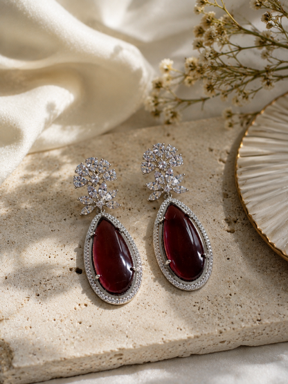 Ruby Royale Crystal Drop Earrings