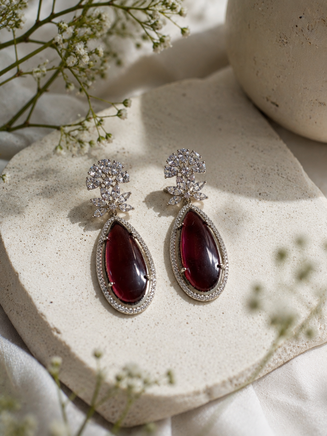 ruby royale crystal drop earrings