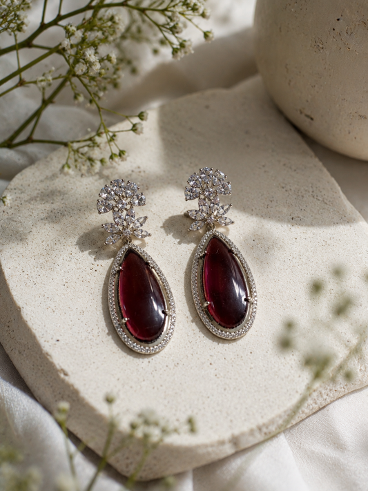 Ruby Royale Crystal Drop Earrings