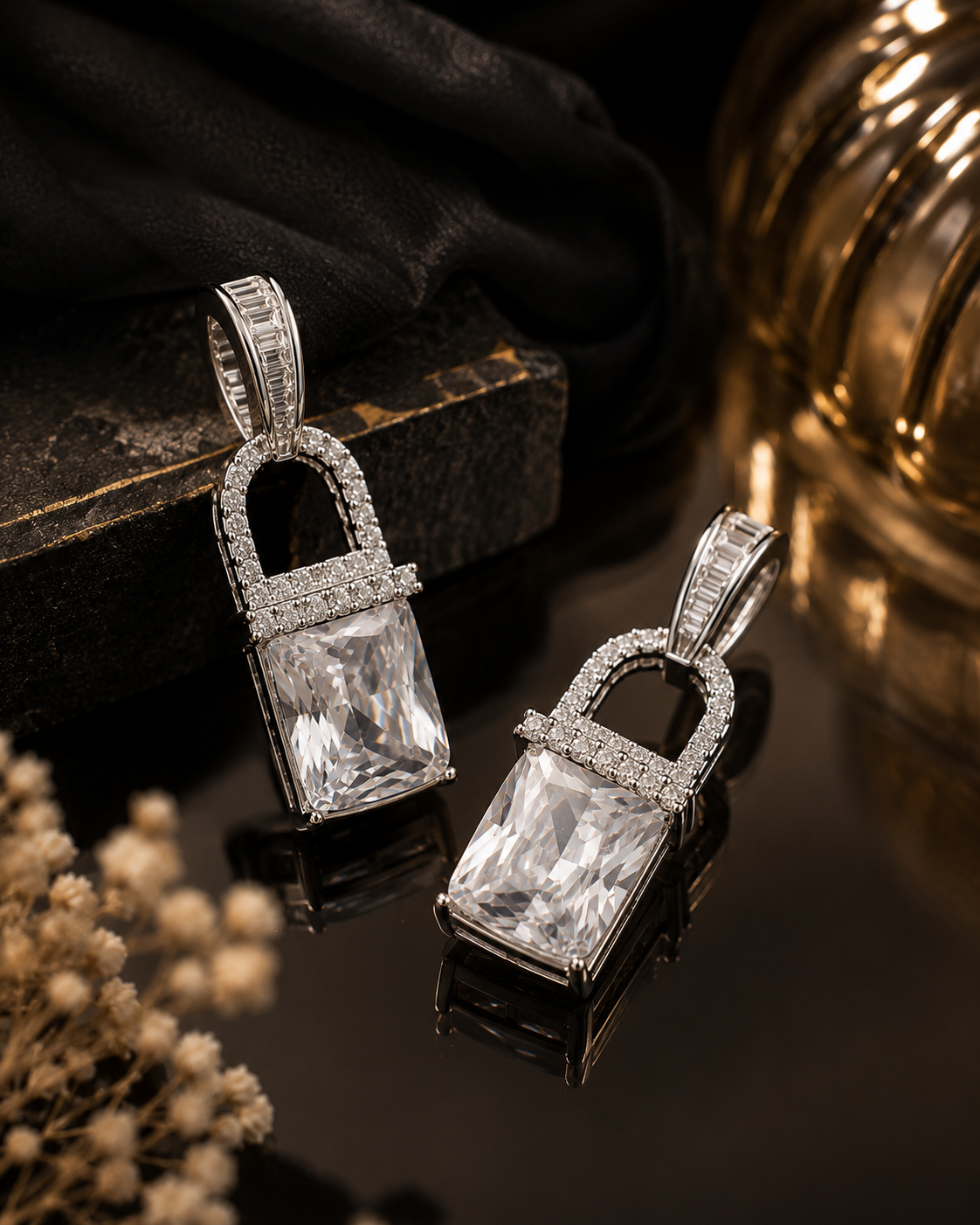 crystal lock luxe statement earrings