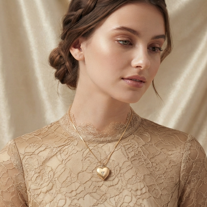 Elegant Golden Heart Locket Necklace