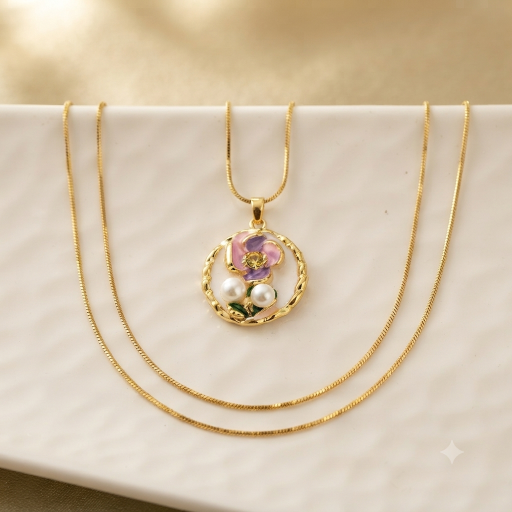 elegant floral pearl pendant necklace