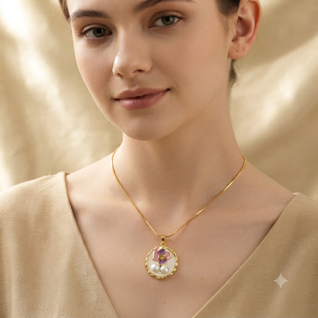 elegant floral pearl pendant necklace