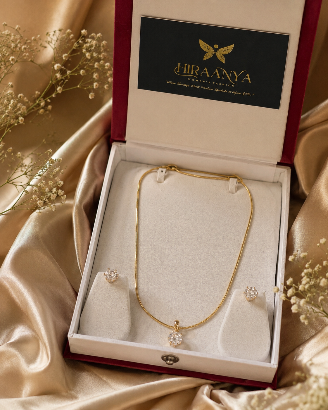 celeste solitaire pendant necklace set