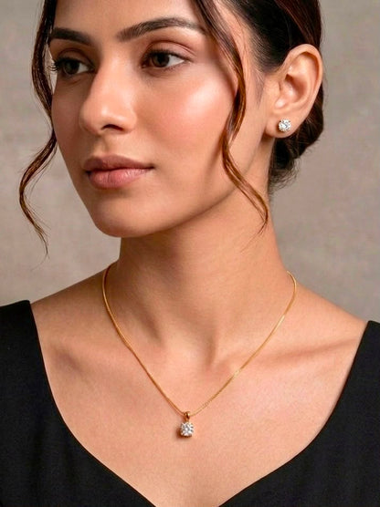 Celeste Solitaire Pendant Necklace Set