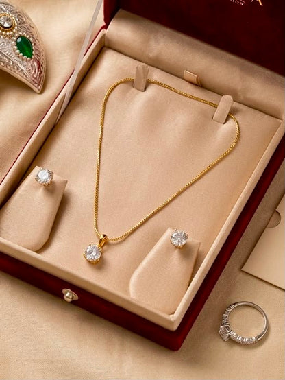 Celeste Solitaire Pendant Necklace Set
