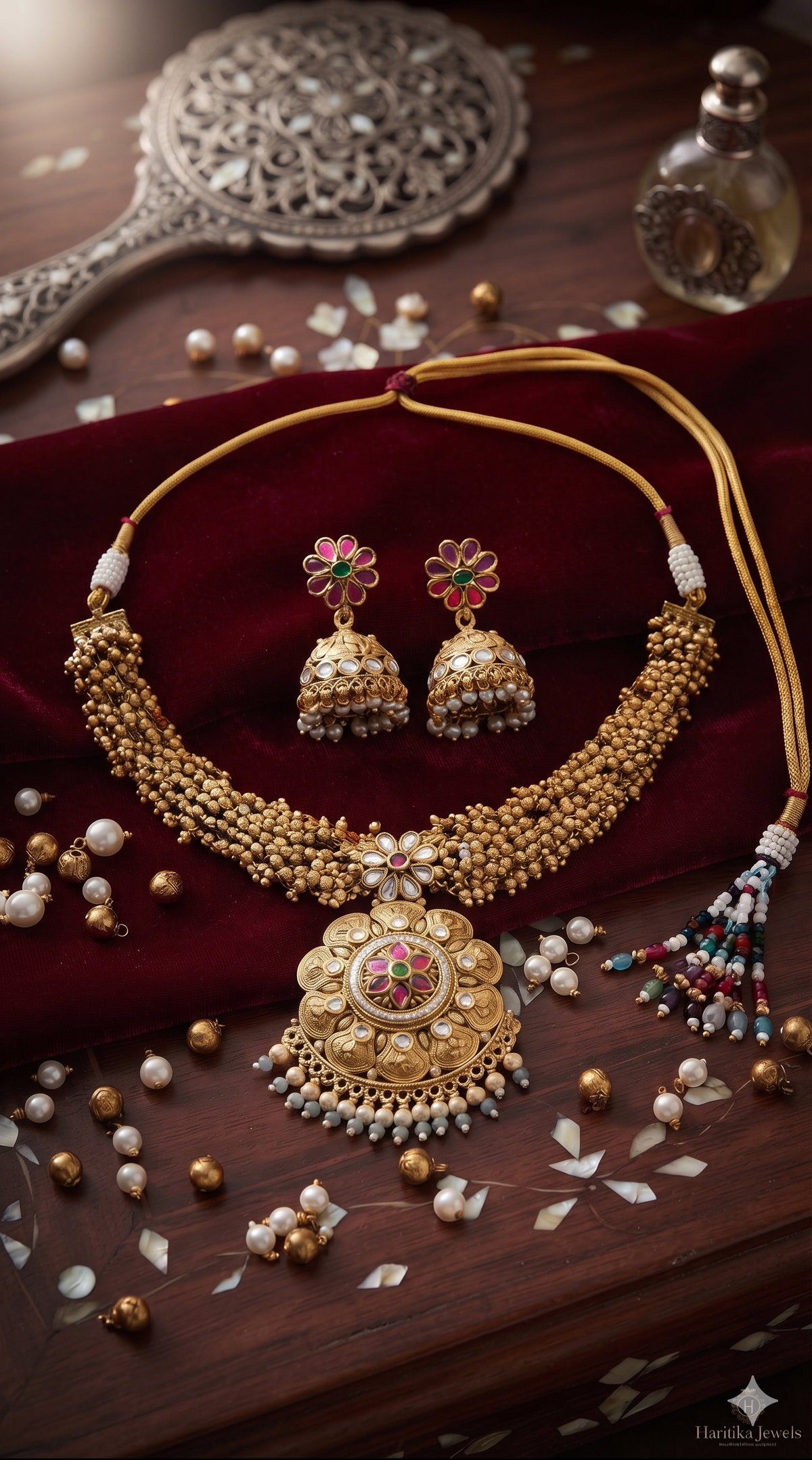 mayurika antique gold set