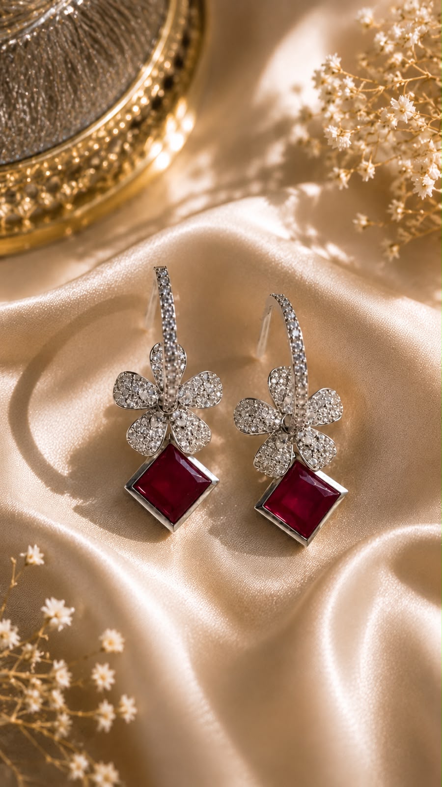 ruby bloom crystal earrings